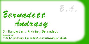 bernadett andrasy business card