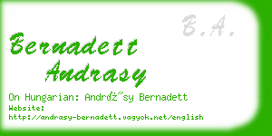 bernadett andrasy business card